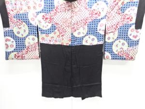 アンティーク　草花模様肩裏三つ紋羽織